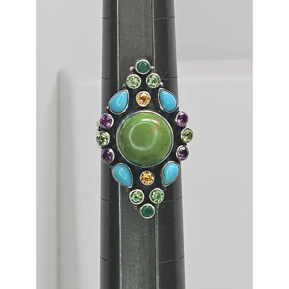 Nicky Butler Limited Edition Sterling & Multi-gemstone Statement Ring Size 10 - Picture 10 of 11